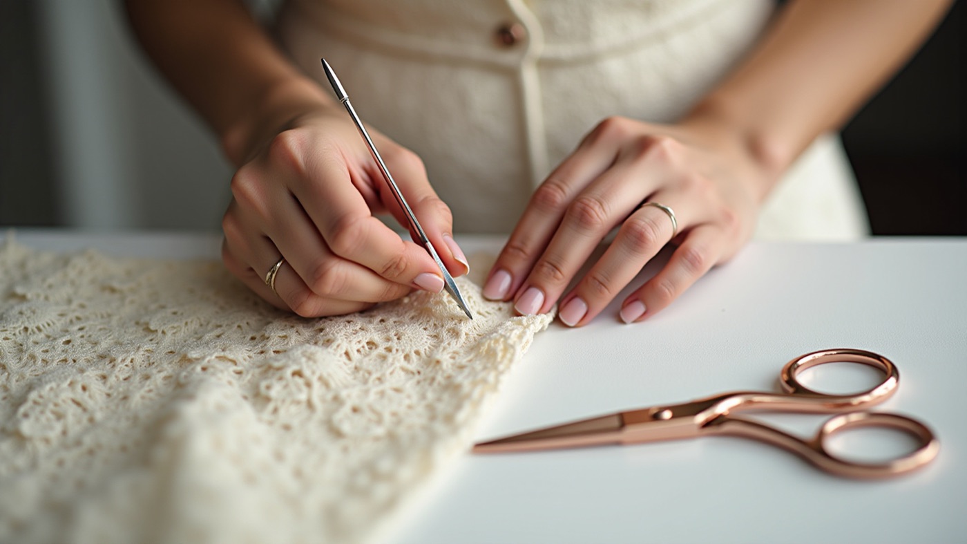 Detailed lacework by hand